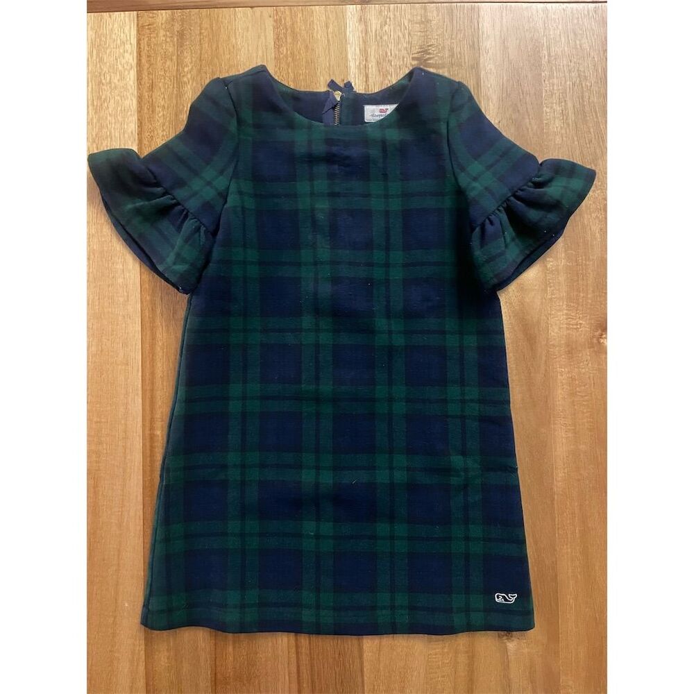 Vineyard Vines Green and Blue Plaid Kids Dress